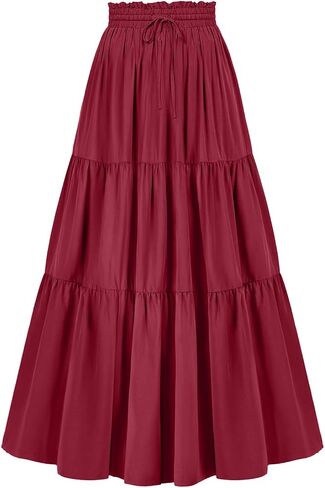 L'VOW Women's Tiered Maxi Flowy Skirt Renaissance Pirate Long Skirt in Kuwait