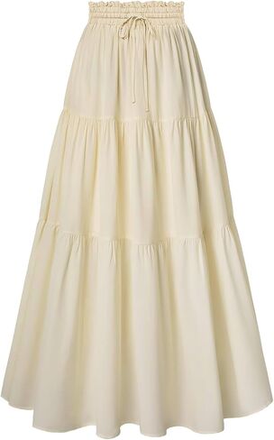 L'VOW Women's Tiered Maxi Flowy Skirt Renaissance Pirate Long Skirt in Kuwait