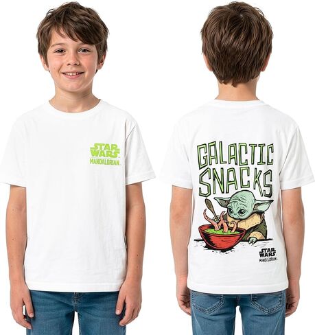 STAR WARS The Mandalorian Shirt for Kids, The Mandalorian and Grogu Boys Tshirt, Grogu Boys Graphic Tees, White 6 in Kuwait
