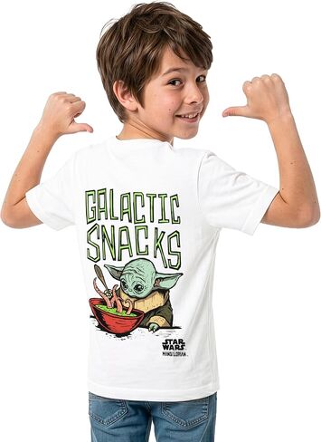 STAR WARS The Mandalorian Shirt for Kids, The Mandalorian and Grogu Boys Tshirt, Grogu Boys Graphic Tees, White 6 in Kuwait