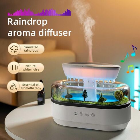 Raindrop 250ML Essential Oil Diffuser Aromatherapy Humidifier - Large Opening Tank, Natural White Noise, Colorful Lights, Fine Atomization, Quiet Operation for Bedroom/Living Room/Office in Saudi Arabia