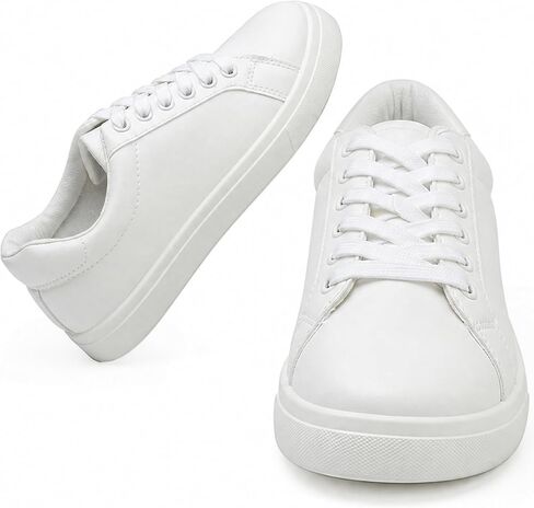 Womens White Sneakers PU Leather Tennis Shoes Lace Up Casual Walking Shoes for Women in Kuwait