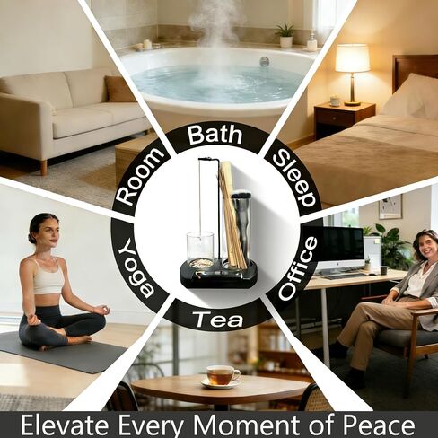 Incense Holder for Sticks 3 in 1 Glass Incense Burner with Lighter Holder and Ash Catcher Upside Down Anti-Ash Stick Holder with Storage Modern Zen Decor for Yoga Meditation Brush [Black] in Saudi Arabia