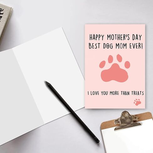 Huameigf Funny Mother’s Day Card for Dog Mom, Lovely Mothers Day Gift from Doggy, Best Dog Mom Ever Card for Women Her, I Love You More Than Treats in Kuwait