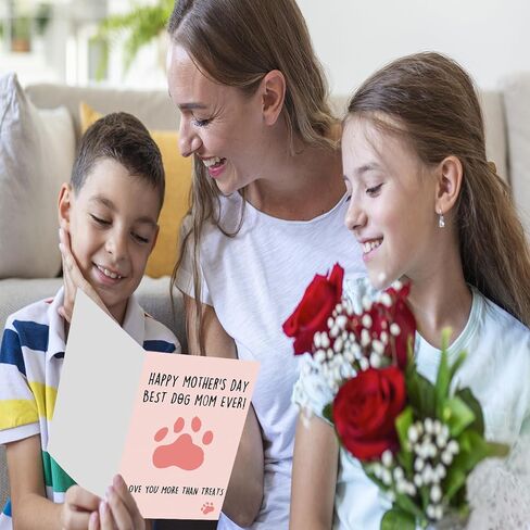 Huameigf Funny Mother’s Day Card for Dog Mom, Lovely Mothers Day Gift from Doggy, Best Dog Mom Ever Card for Women Her, I Love You More Than Treats in Kuwait