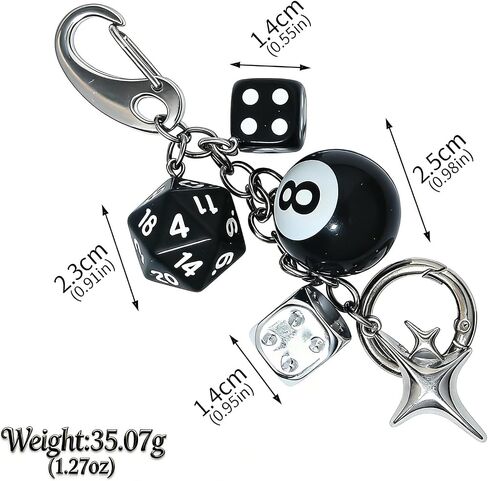 Bag Purse Charm Keychain - Cute 8 Ball Dice Keyring Bag Purse Handbag Accessories, Y2K Aesthetic Car Key Chain in Kuwait