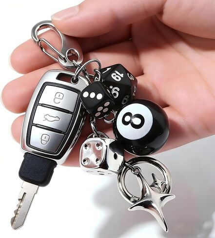 Bag Purse Charm Keychain - Cute 8 Ball Dice Keyring Bag Purse Handbag Accessories, Y2K Aesthetic Car Key Chain in Kuwait