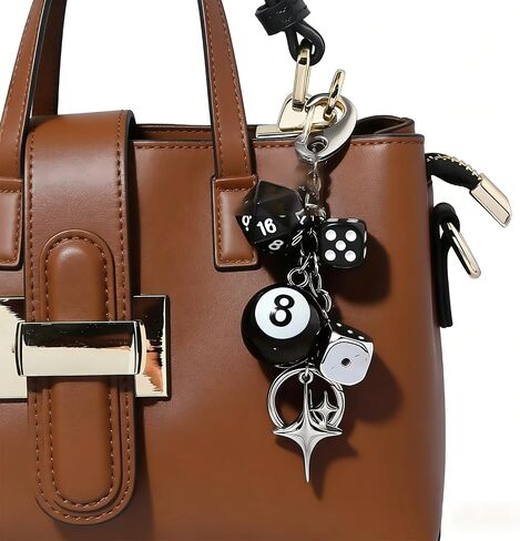 Bag Purse Charm Keychain - Cute 8 Ball Dice Keyring Bag Purse Handbag Accessories, Y2K Aesthetic Car Key Chain in Kuwait
