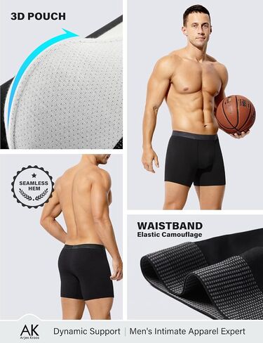 Arjen Kroos Men's Seamless Boxer Briefs 4 Pack Anti-Chafing Shapewear-Moisture Wicking Workout Running Underwear in Kuwait