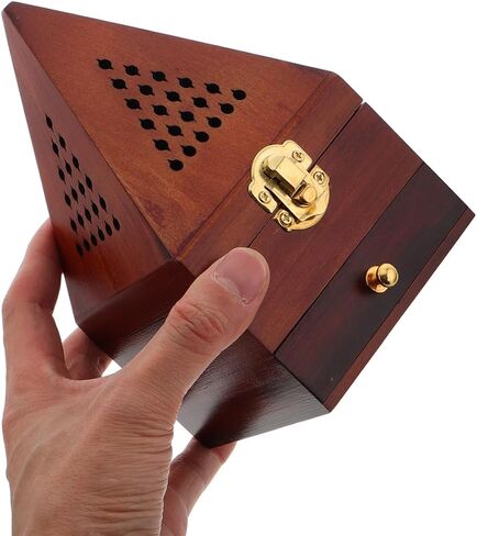 Garneck Vintage Wooden Incense Box with Hollow Pyramid Design, Cone Incense Burner and Drawer, Chinese Style Tabletop Censer for Home Fragrance and Meditation Use in Saudi Arabia