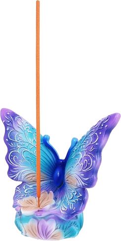 Butterfly Incense Burner – 5 x 4 x 2.25 Inch Hand-Painted Cold Cast Resin | Decorative Holder for Incense Sticks & Cones | Nature-Inspired Butterfly Design Spiritual Home & Meditation Décor in Kuwait