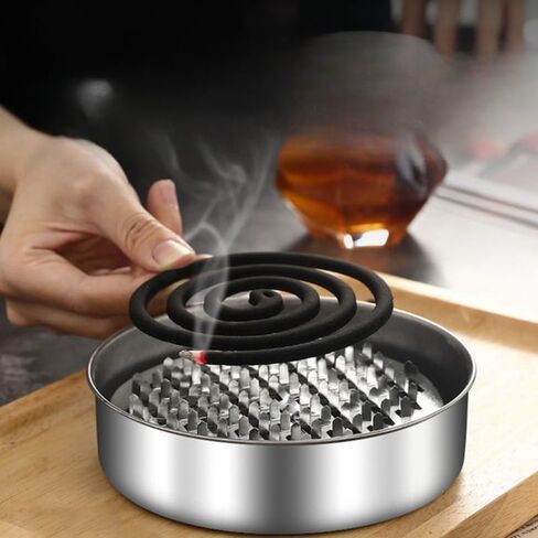 Stainless Steel Fireproof Mosquito Coil Holder with Cover Safe Ash Catcher Mosquito Coil Burner for Both Indoor and Outdoor Daily Use in Kuwait