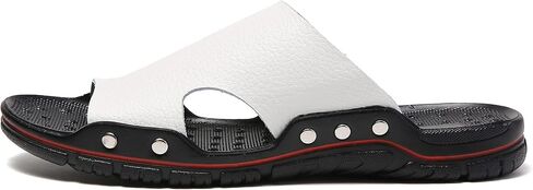TSIODFO Men's Leather Slide Sandals Summer Open Toe Beach Slippers Shoes in Saudi Arabia