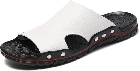 TSIODFO Men's Leather Slide Sandals Summer Open Toe Beach Slippers Shoes in Saudi Arabia
