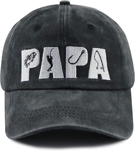 Fishing Papa Hats for Men, Funny Cotton Embroidered Fishing Decor Baseball Cap for Dad Father Papa in Saudi Arabia