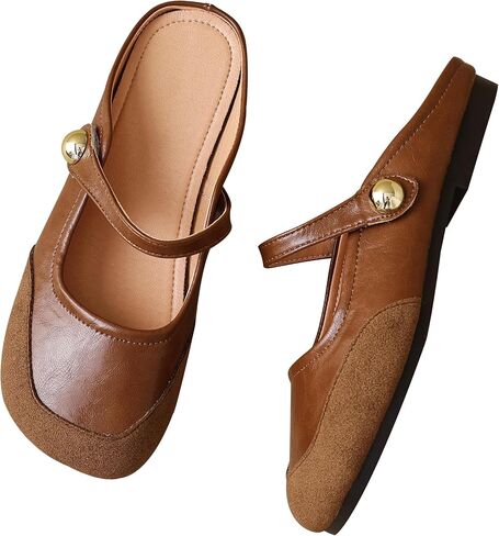 Dear Time Women's Closed Toe Flats Backless Mary Jane Slip on Shoes Comfortable Mules in Saudi Arabia