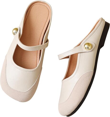 Dear Time Women's Closed Toe Flats Backless Mary Jane Slip on Shoes Comfortable Mules in Saudi Arabia