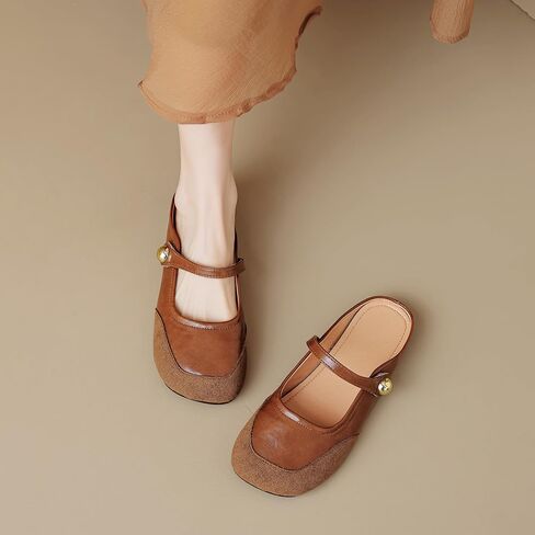Dear Time Women's Closed Toe Flats Backless Mary Jane Slip on Shoes Comfortable Mules in Saudi Arabia