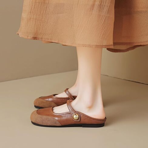 Dear Time Women's Closed Toe Flats Backless Mary Jane Slip on Shoes Comfortable Mules in Saudi Arabia