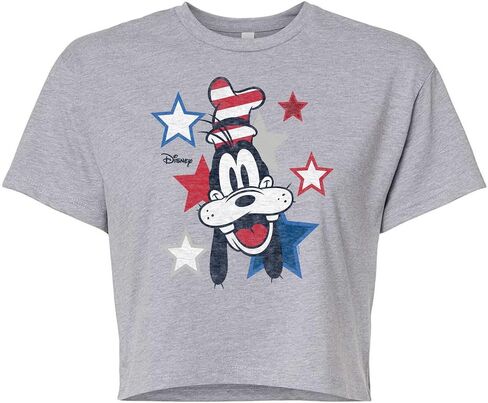 Disney Americana - Americana Goofy - Juniors Cropped Cotton Blend T-Shirt in Kuwait