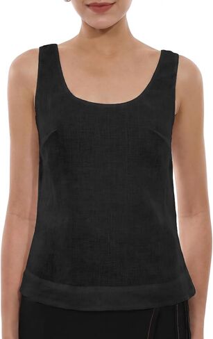 Women's Linen Tank Top Summer 100% Linen Lightweight Sleeveless Tops Casual Blouse Cute Going Out Outfits in Saudi Arabia