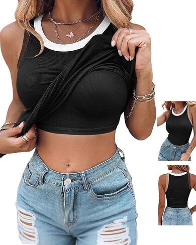 CHICME المرأة كتلة اللون بنيت في الصدرية تانك القمم أكمام مبطن Racerback قمصان عادية مضلع المجهزة الأساسية in Kuwait