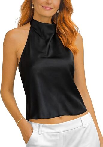 Women's Halter Magnetic Closure – Easy On/Easy Off Quality Satin Sexy Summer Going Out Sleeveless Evening Date Night in Saudi Arabia