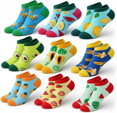9 Pairs Fruit Ankle Socks for Women, Funny Fun Low Cut Socks Novelty Cotton No Show Sock for Women Teen Girls in Saudi Arabia