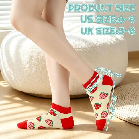 9 Pairs Fruit Ankle Socks for Women, Funny Fun Low Cut Socks Novelty Cotton No Show Sock for Women Teen Girls in Saudi Arabia