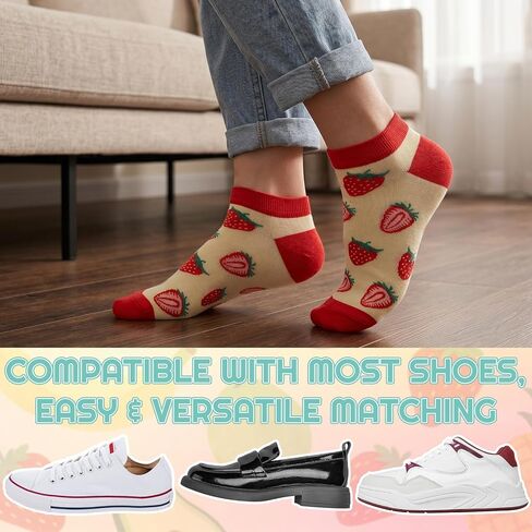 9 Pairs Fruit Ankle Socks for Women, Funny Fun Low Cut Socks Novelty Cotton No Show Sock for Women Teen Girls in Saudi Arabia