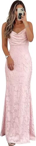 Floral Bridesmaid Dresses for Women Long Cowl Neck Corset Formal Wedding Guest Dress in Kuwait