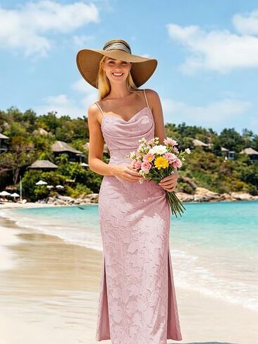 Floral Bridesmaid Dresses for Women Long Cowl Neck Corset Formal Wedding Guest Dress in Kuwait