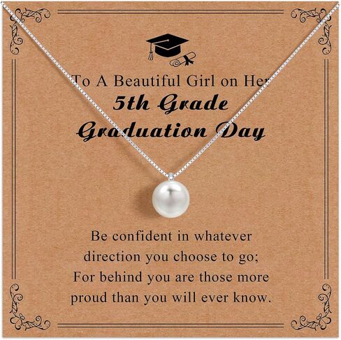 Pearl Necklace Graduation Gift – 925 Sterling Silver 7mm Freshwater Cultured Pearl Necklace, Inspirational Grade Graduation Gift for Women Graduate 2026 with Card in Kuwait