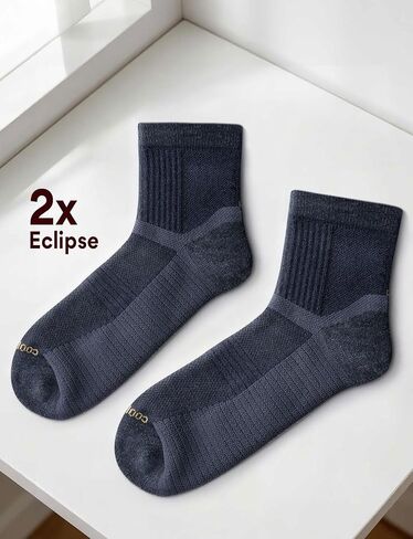 Juclise Lightweight Quarter Merino Wool Hiking Socks 2 Pair, Thin Breathable Anti-Blister Moisture Wicking Cushioned in Saudi Arabia