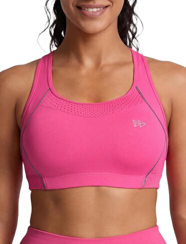 Yvette High Impact Sports Bras for Women Sewn-in Pads Racerback Workout Bra for Running HIIT Large Breast Support A-DDD Cups in Kuwait
