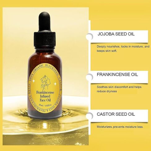 2 PCS Frankincense Essential Oil,Organic Castor & Jojoba Oils, 60 ML | Face Anti-Aging Facial Moisturizer Serum,Natural Skincare Hydrates Skin Moisturizing in Saudi Arabia