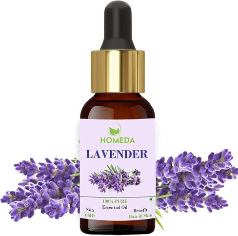 Lavender Essential Oil with Glass Dropper (0.5 fl oz, 15ml) Lavender Oil for Sauna Oil, Diffuser, Skin, Hair, Humidifier, Laundry Soap, Aromatherapy in Saudi Arabia