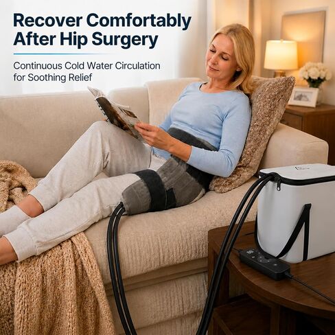 Ice Machine for Hip After Surgery, Cold Therapy Machine for Hip Replacement Recovery with Remote Control, Quiet Ice Therapy System with 18QT Portable Cooler for Pain Relief & Swelling Reduction in Kuwait