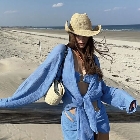 Raffia Straw Cowboy Hat for Women Men Foldable Beach Hat Rodeo Western Straw Cowgirl Hat Handwoven Natural Straw in Saudi Arabia