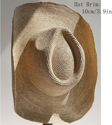 Raffia Straw Cowboy Hat for Women Men Foldable Beach Hat Rodeo Western Straw Cowgirl Hat Handwoven Natural Straw in Saudi Arabia