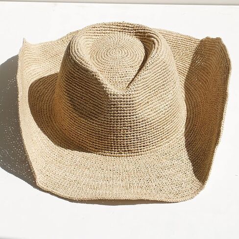 Raffia Straw Cowboy Hat for Women Men Foldable Beach Hat Rodeo Western Straw Cowgirl Hat Handwoven Natural Straw in Saudi Arabia