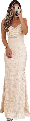Floral Bridesmaid Dresses for Women Long Cowl Neck Corset Formal Wedding Guest Dress in Kuwait