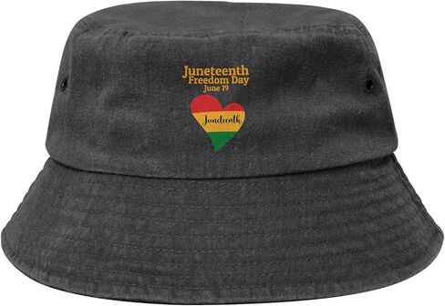 Juneteenth 1865 Bucket Hat Summer Washed Denim Cotton Sun Hats Travel Beach Fishing Fisherman Cap in Saudi Arabia