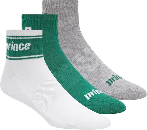 Prince Men's 3-pack Performance Tennis Quarter Crew Socks, Moisture Wicking & Arch Support in Saudi Arabia
