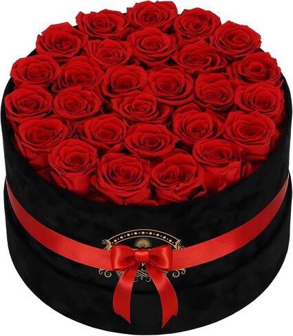 27 Forever Preserved Roses in a Box, Forever Gift for Women, Flowers in a Luxury Suede Container, Birthday Preserved Flowers for Mom, Mothers Day Red Rose Box in Saudi Arabia