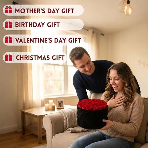 27 Forever Preserved Roses in a Box, Forever Gift for Women, Flowers in a Luxury Suede Container, Birthday Preserved Flowers for Mom, Mothers Day Red Rose Box in Saudi Arabia
