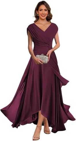 Chiffon Mother of The Bride Dresses for Women 2025 Tea Length V Neck Wedding Guest Dress Pleated Formal Evening Gowns in Saudi Arabia