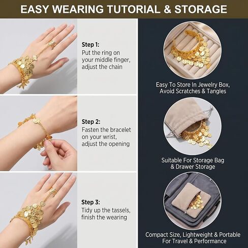 2PCS Gold Triangle Coin Bracelet for Belly Dance Jewelry Wrist Bangle Indian Dance Performance Accessory Costume Jewelry for Women in Kuwait
