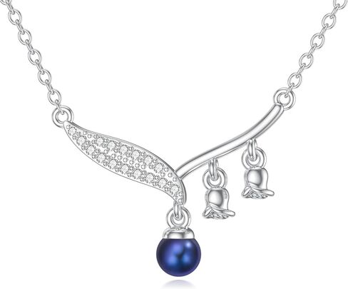 925 Sterling Silver Single Black Pearl Necklace for Women, 7-9mm Round Cultured Pearl Pendant with 18+2 inches Chain, Danity Jewelry Gift for Christmas Mother's Day Valentine's Day Birthday Anniversary in Kuwait