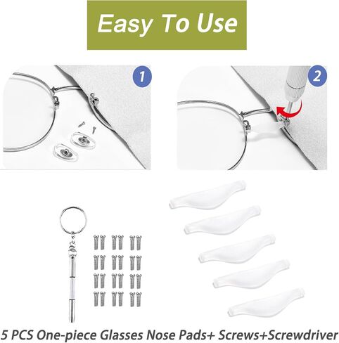 5 PCS One-piece Glasses Nose Pads Screw-in Anti-Slip Silicone Eyeglasses Nose Pads Replacement for Glasses Sunglasses in Saudi Arabia